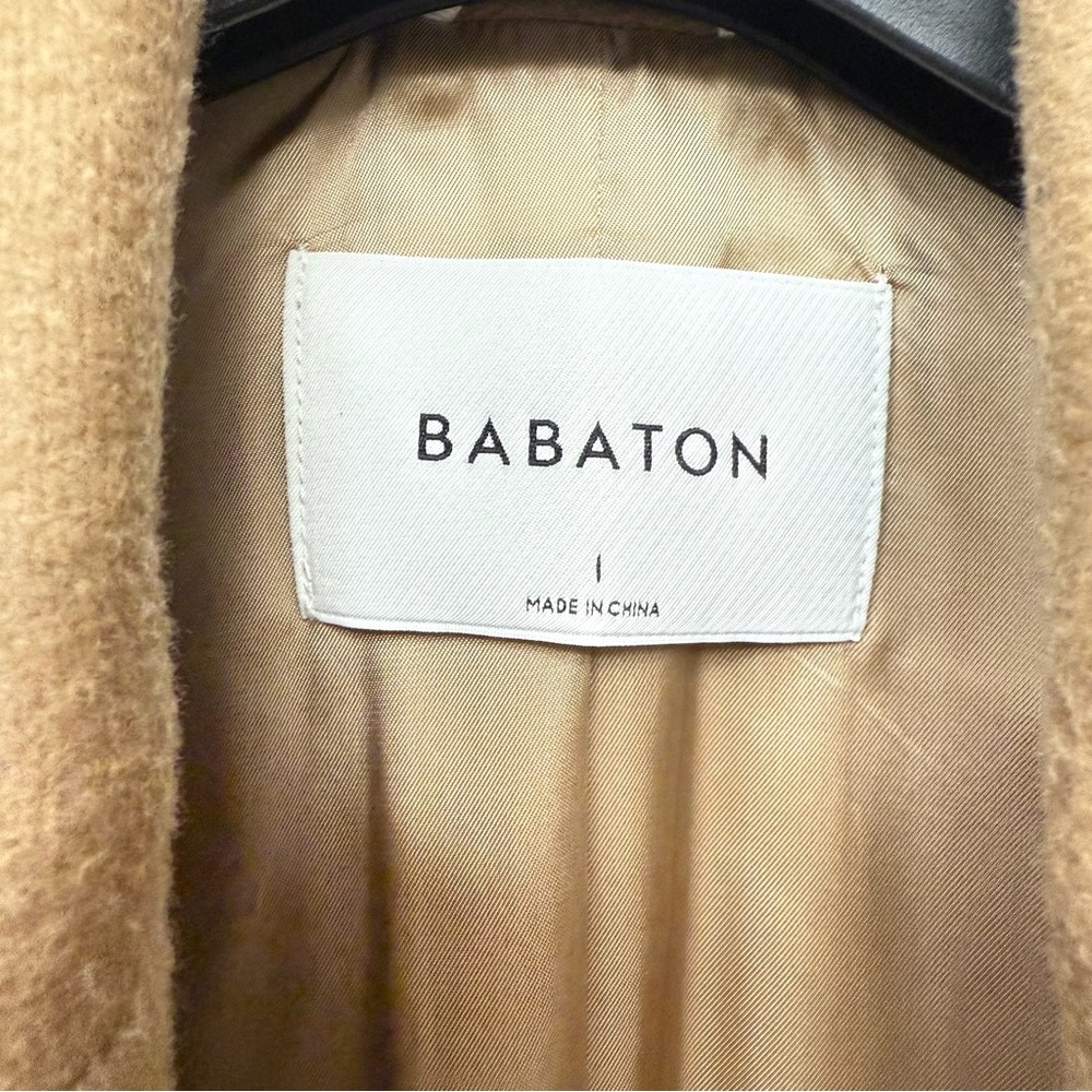 Aritzia Babaton Women's Tan Double-Breasted Wool Coat - Picture 2 of 3